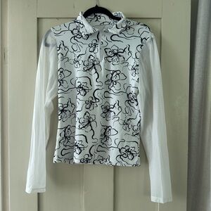 Hannah Childs Equestrian Quarter Zip Performance Shirt • Floral Print • Womens L